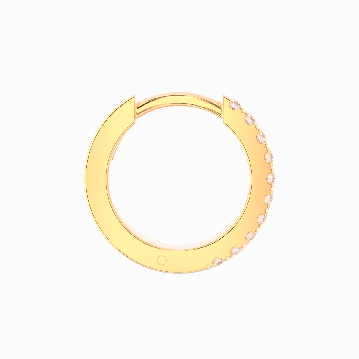 Hoops i 18 kt guld med 0,16 ct brillantslebne diamanter – visning fra siden