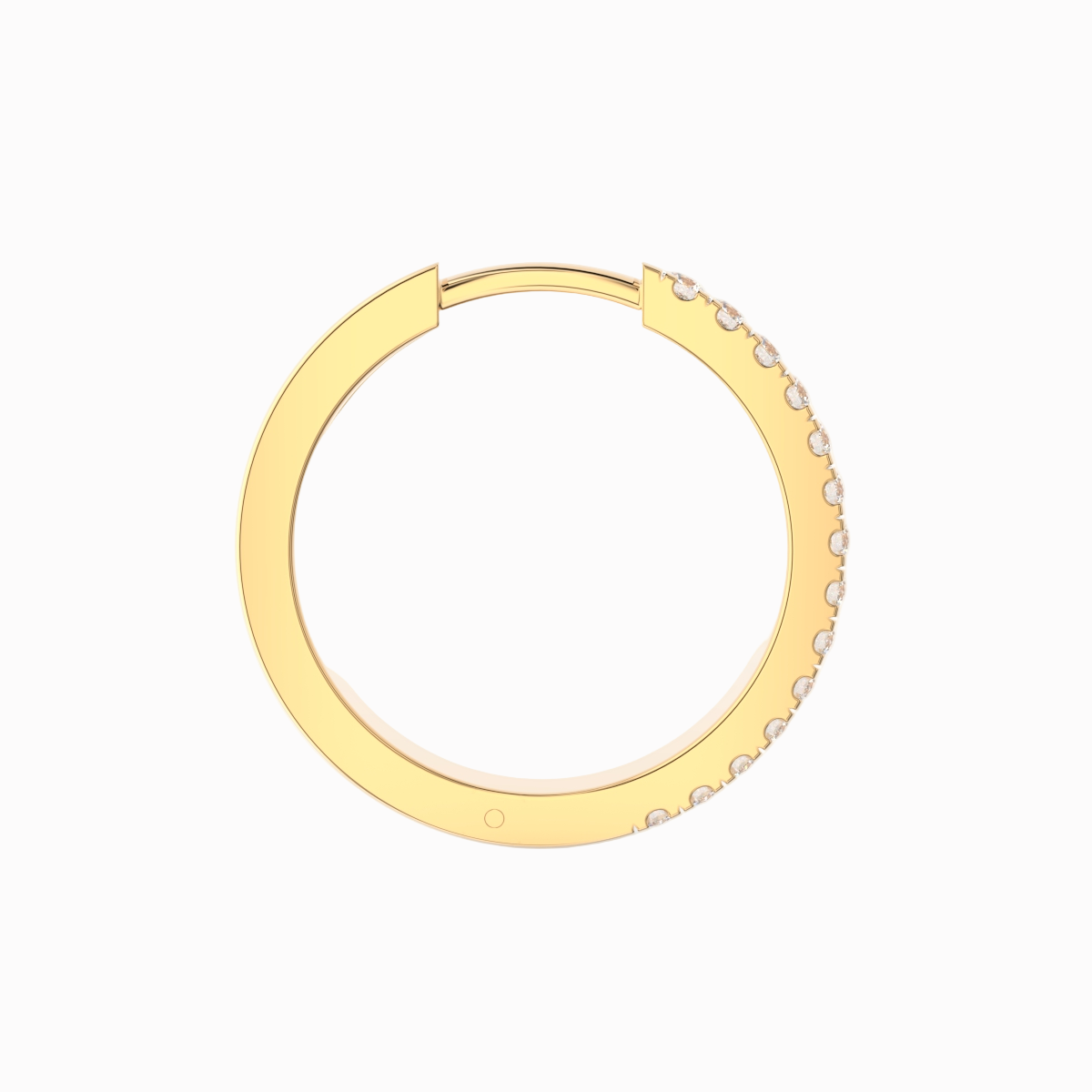 Hoops i 18 kt guld med 0,34 ct brillantslebne diamanter – visning fra siden