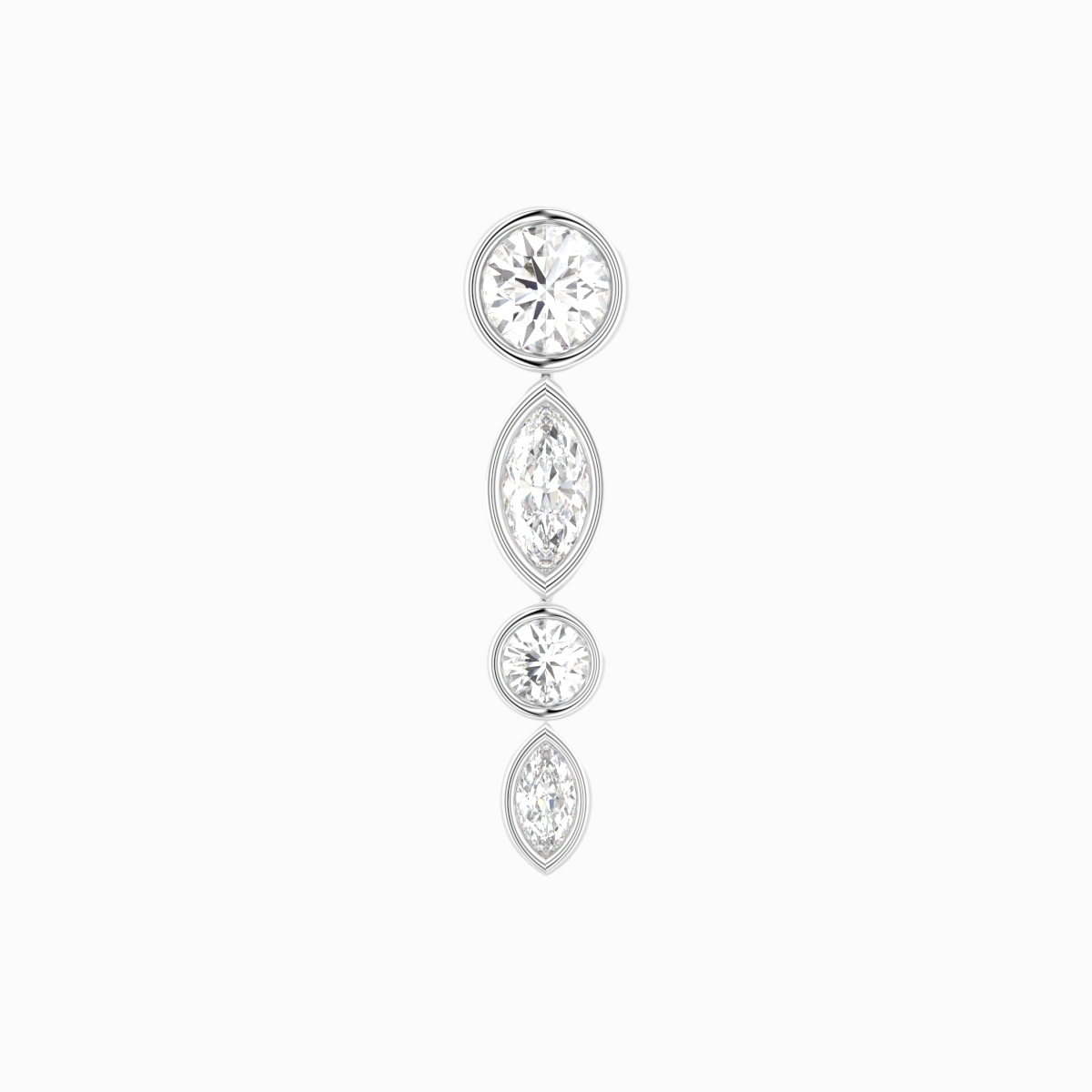 Bezel stor diamant ørering i 18 kt hvidguld med brillantslebne og marquiseslebne diamanter på i alt 0,38 ct – nærbillede