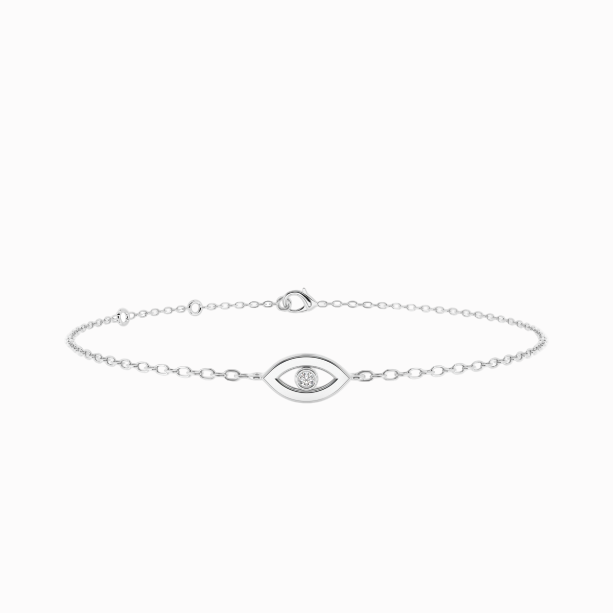 Evil Eye armbånd i 18 kt hvidguld med 0,01 ct diamant – nærbillede