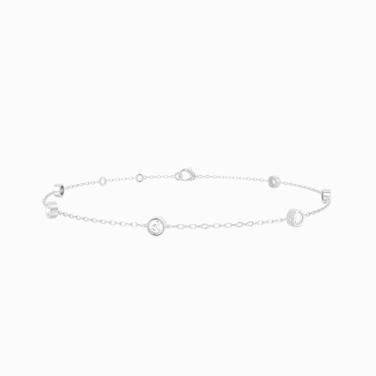 Bezel diamant armbånd i 18 kt hvidguld med 6 brillantslebne diamanter – nærbillede