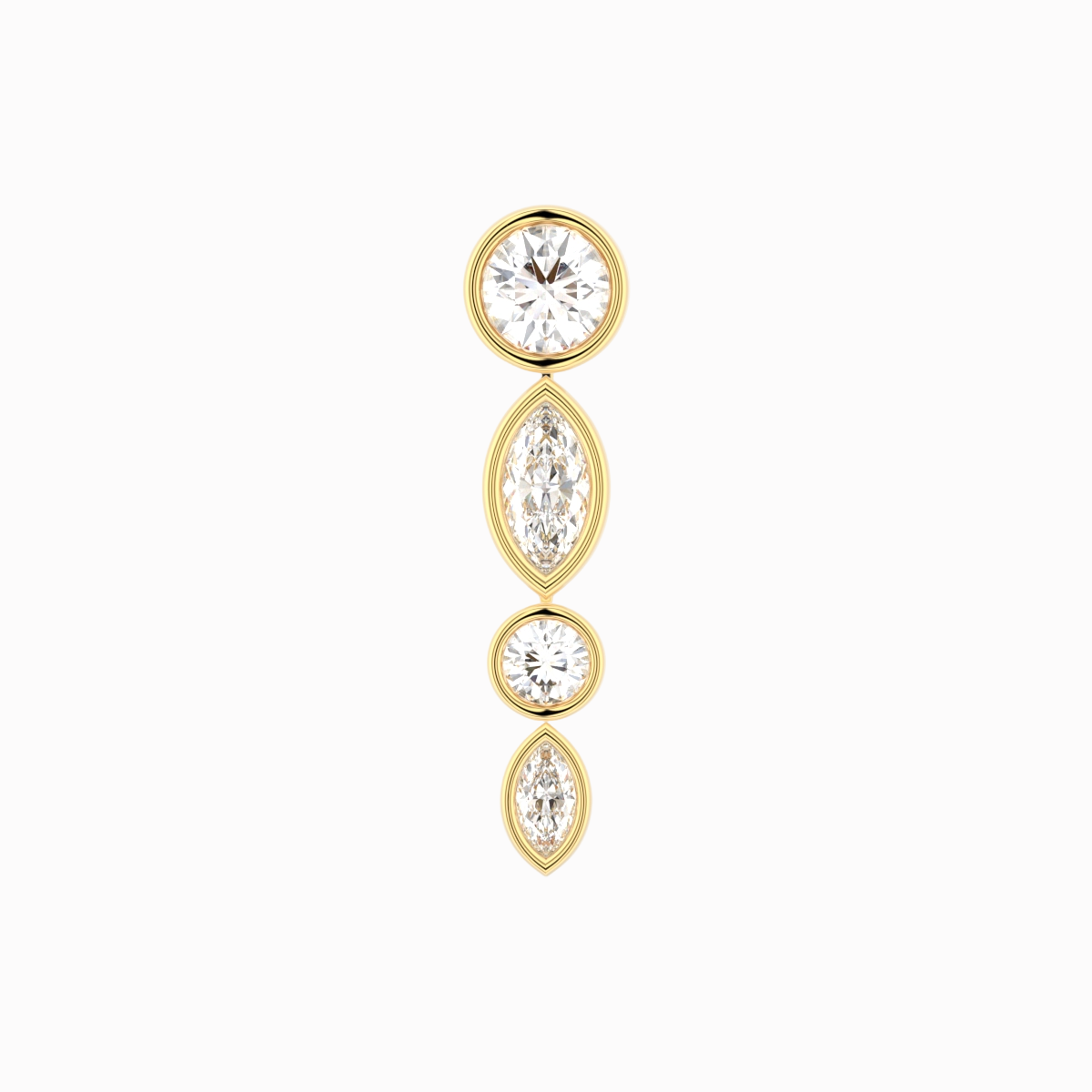 Bezel stor diamant ørering i 18 kt guld med brillantslebne og marquiseslebne diamanter på i alt 0,38 ct – nærbillede