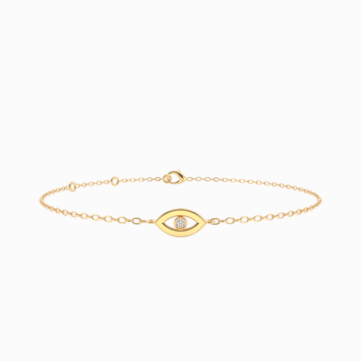 Evil Eye armbånd i 18 kt guld med 0,01 ct diamant – nærbillede