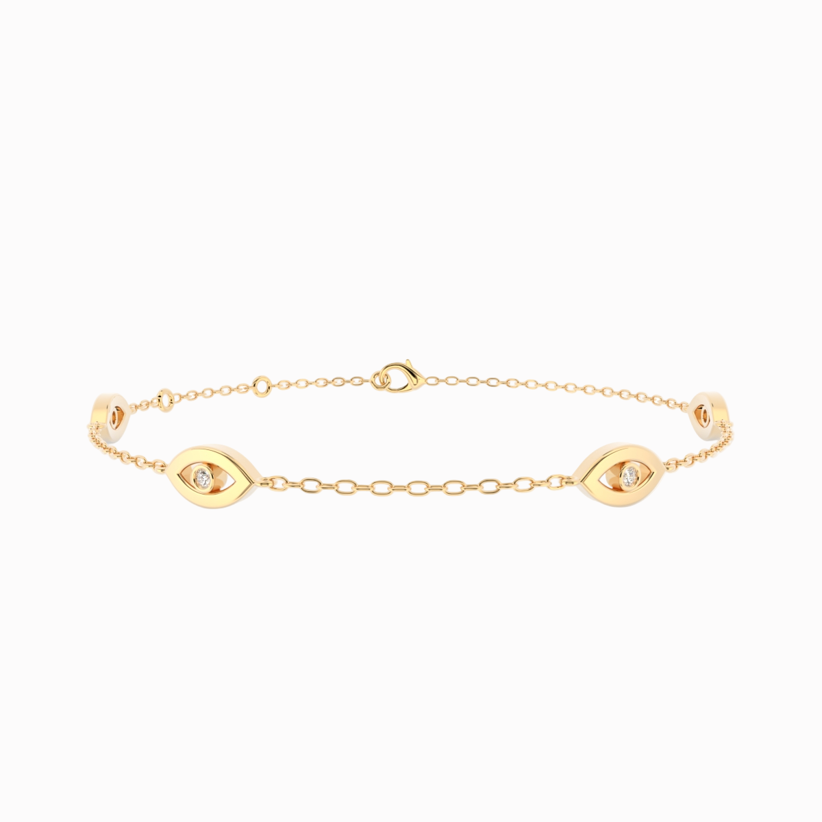 Evil Eye armbånd i 18 kt guld med 0,04 ct brillantslebne diamanter – nærbillede
