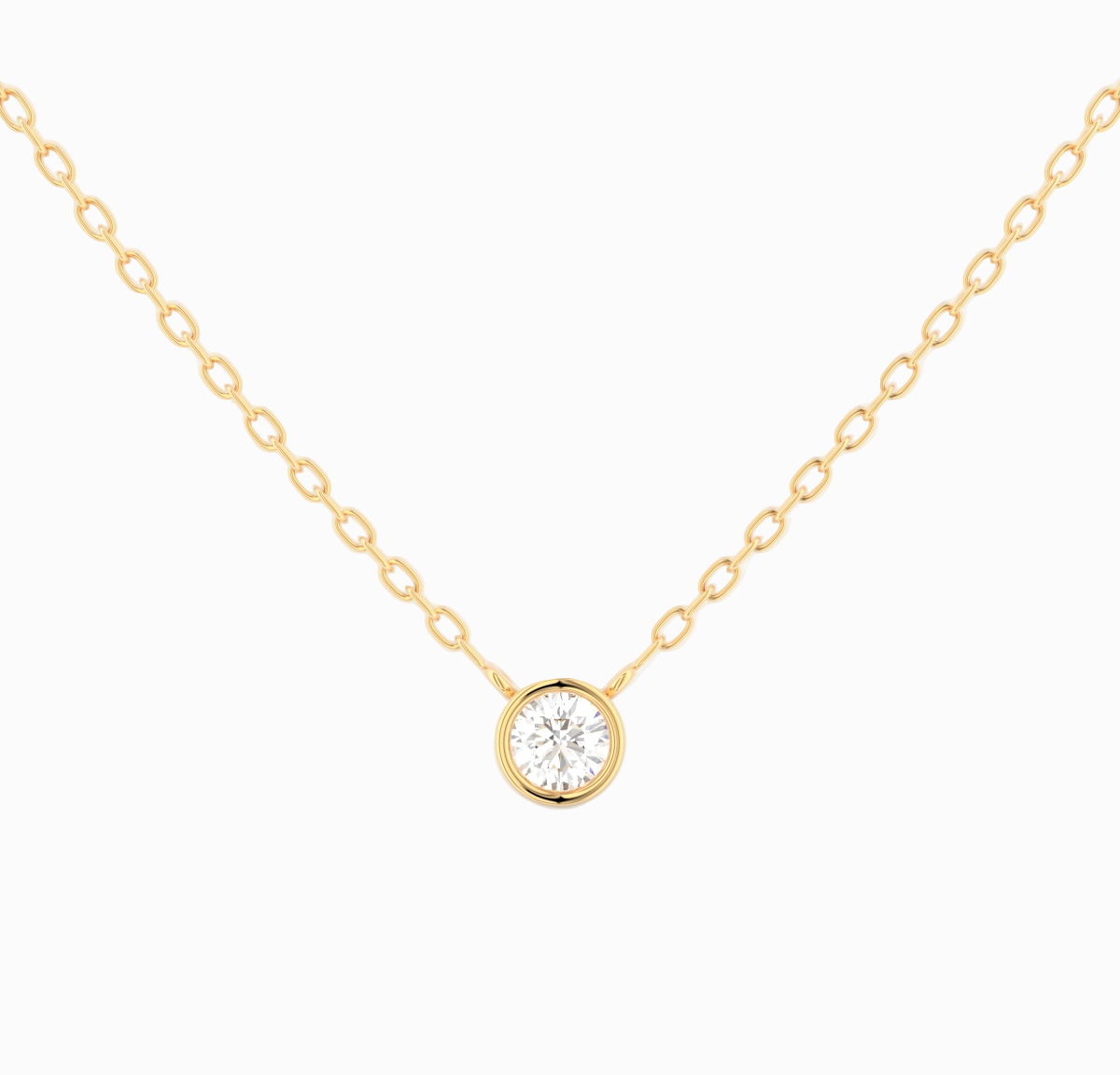 Bezel diamant halskæde i 18 kt guld med brillantsleben diamant – nærbillede