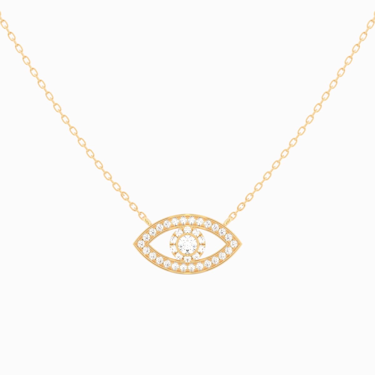 Evil Eye halskæde i 18 kt guld med 0,25 ct diamanter – nærbillede