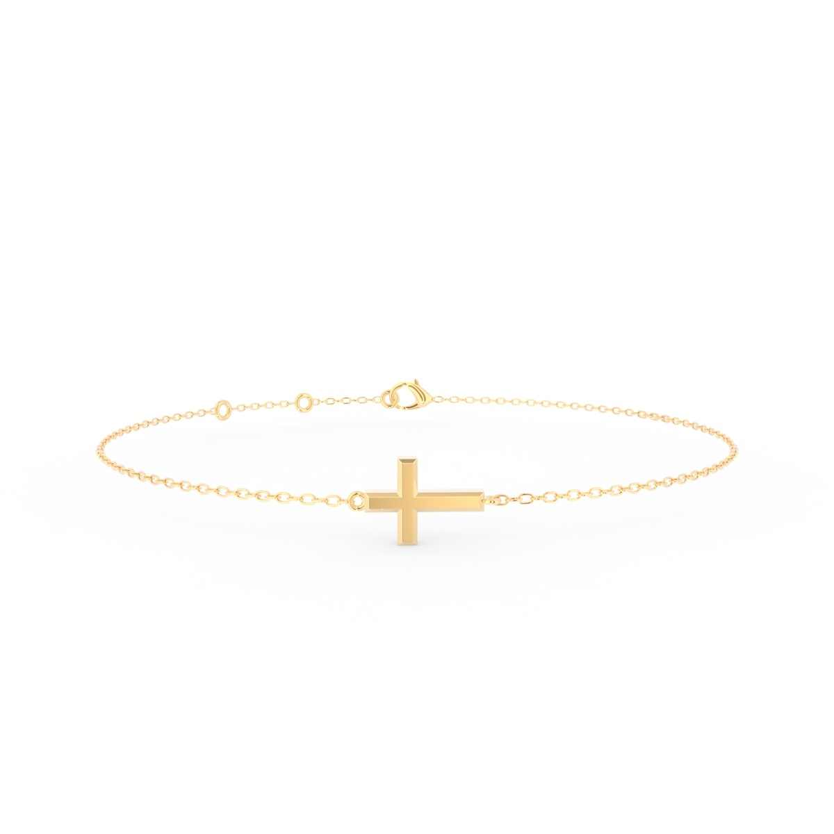 Kors armbånd i 18 kt guld - nærbillede