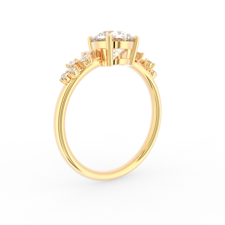 Rund diamantring med sidesten