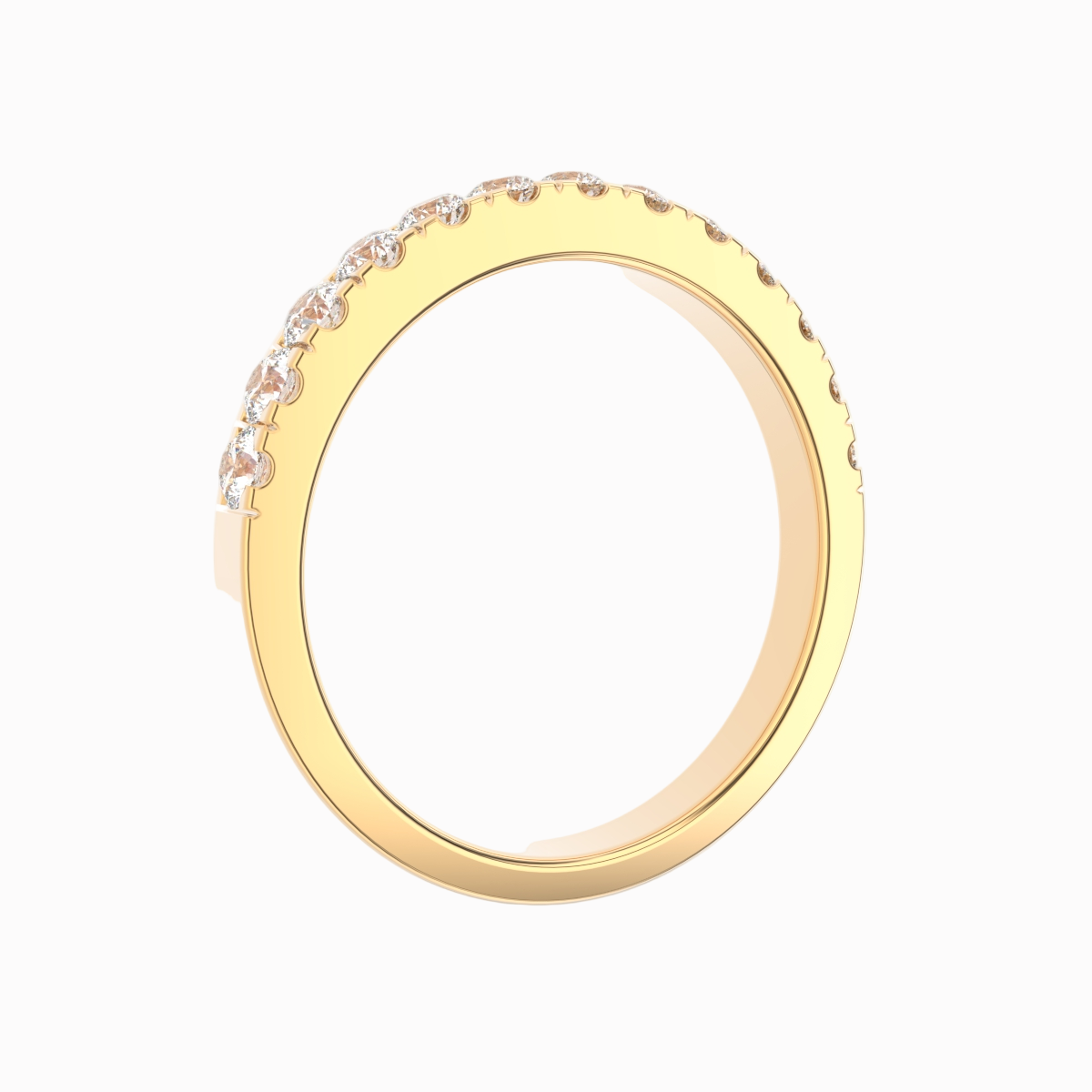 Diamant alliancering i 18 kt guld med brillantslebne diamanter på i alt 0,52 ct – vist fra siden