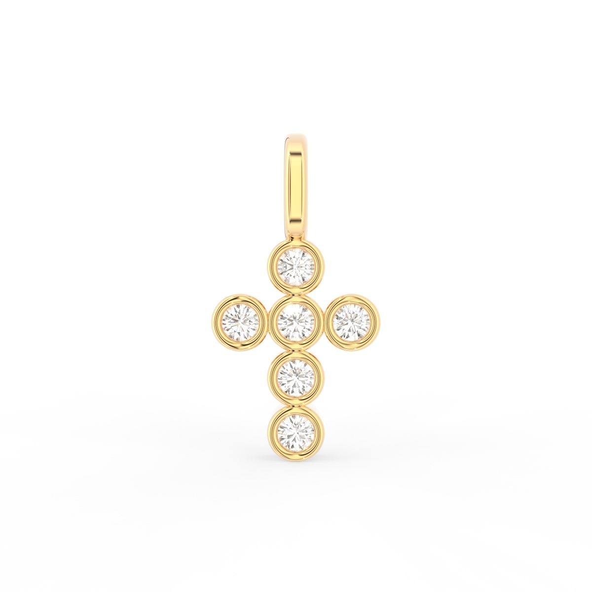 Bezel Kors vedhæng i 18 kt guld med brillantslebne diamanter på 0,06 ct – nærbillede