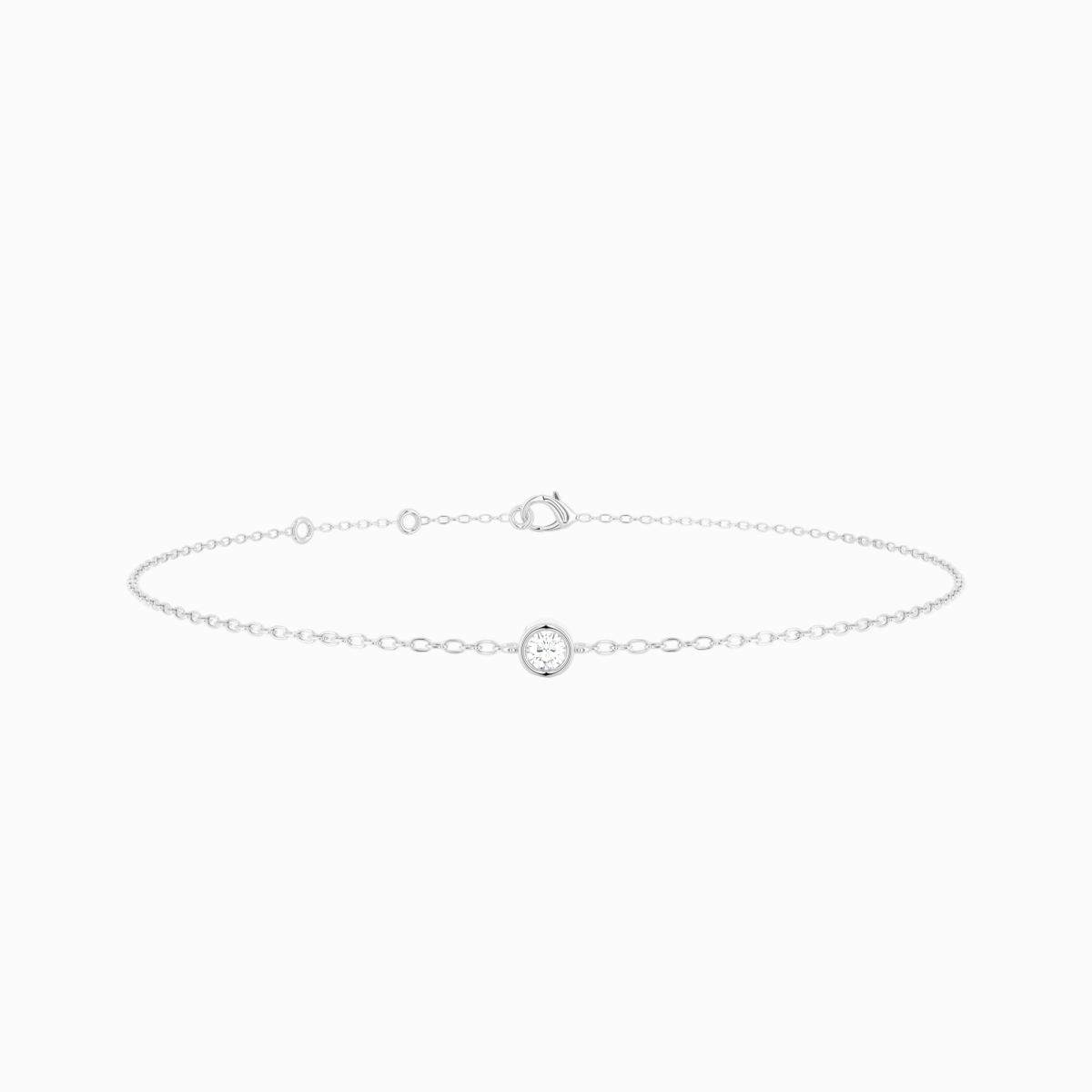 Bezel diamant armbånd i 18 kt hvidguld med én brillantsleben diamant på 0,04 ct – nærbillede
