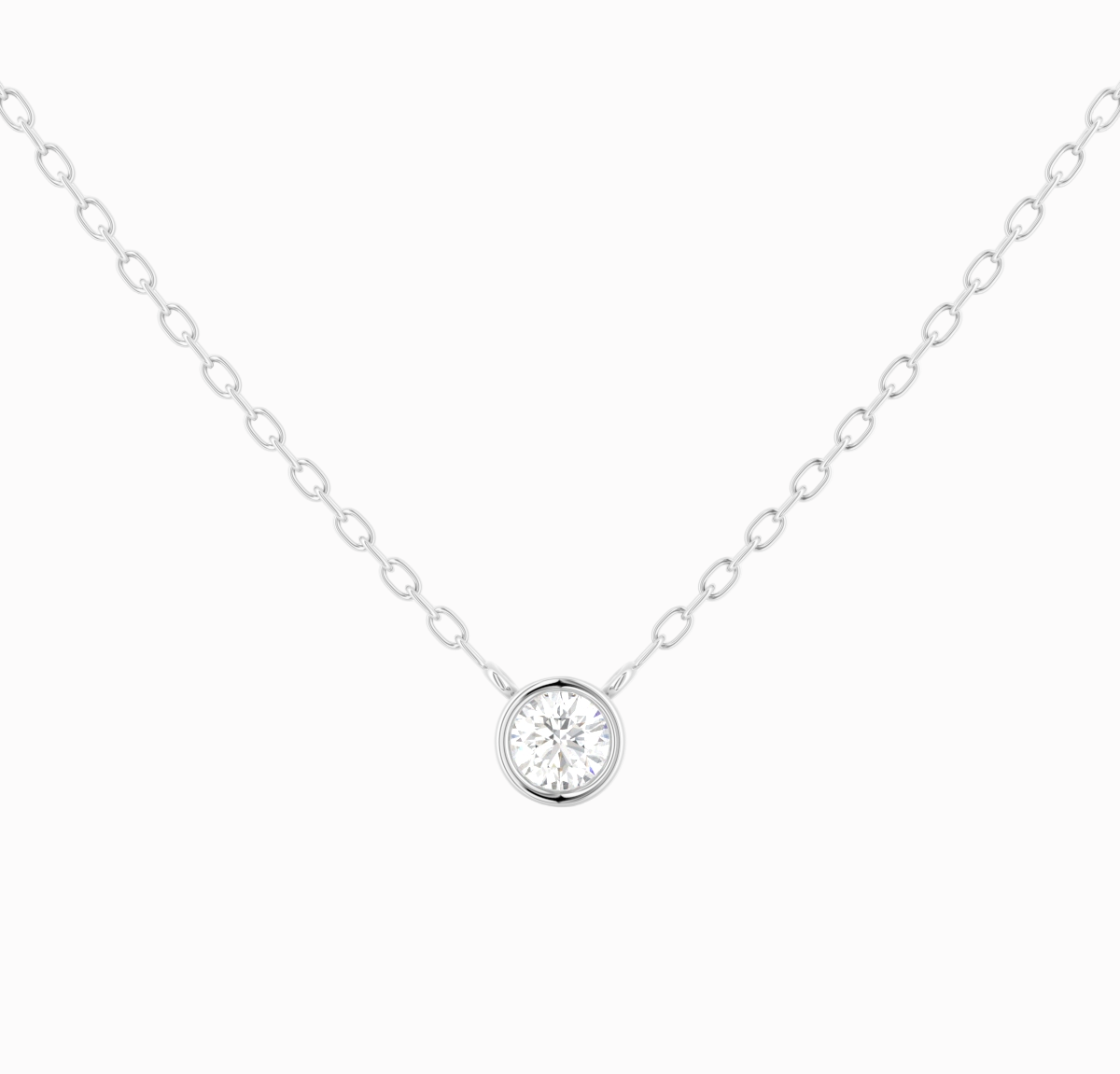 Bezel diamant halskæde i 18 kt hvidguld med brillantsleben diamant – nærbillede