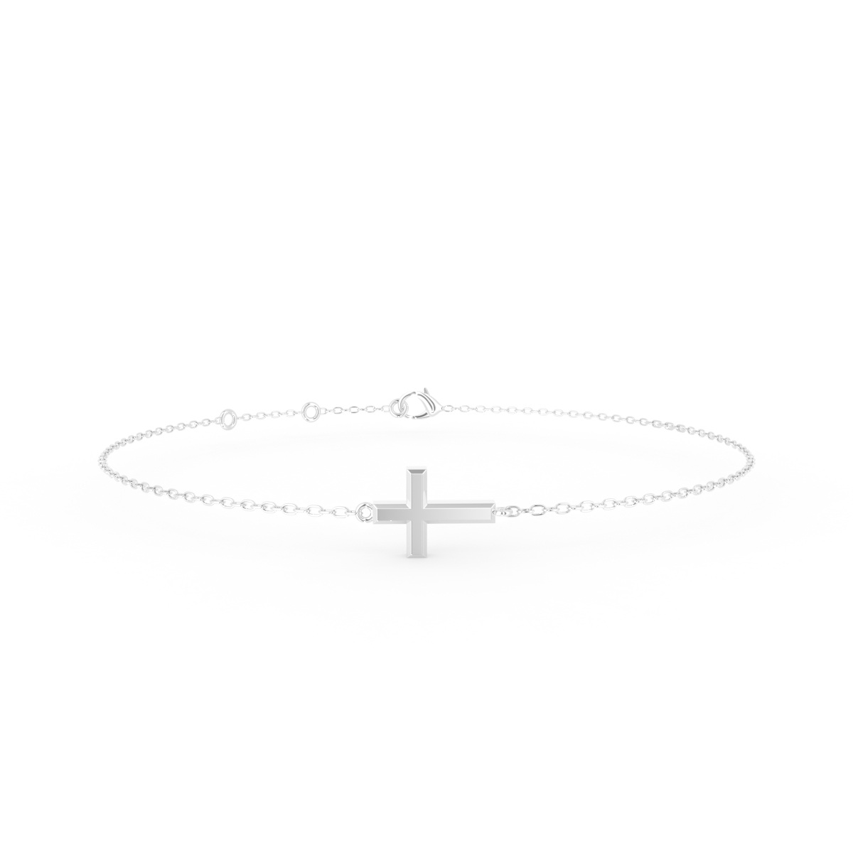 Kors armbånd i 18 kt hvidguld - nærbillede