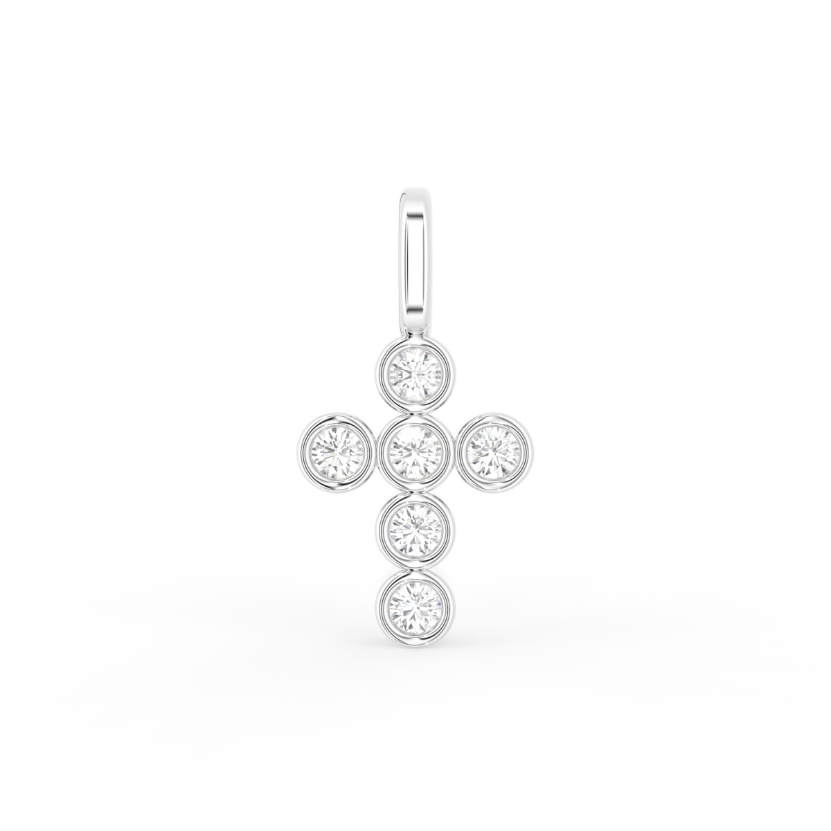 Bezel Kors vedhæng i 18 kt hvidguld med brillantslebne diamanter på 0,06 ct – nærbillede