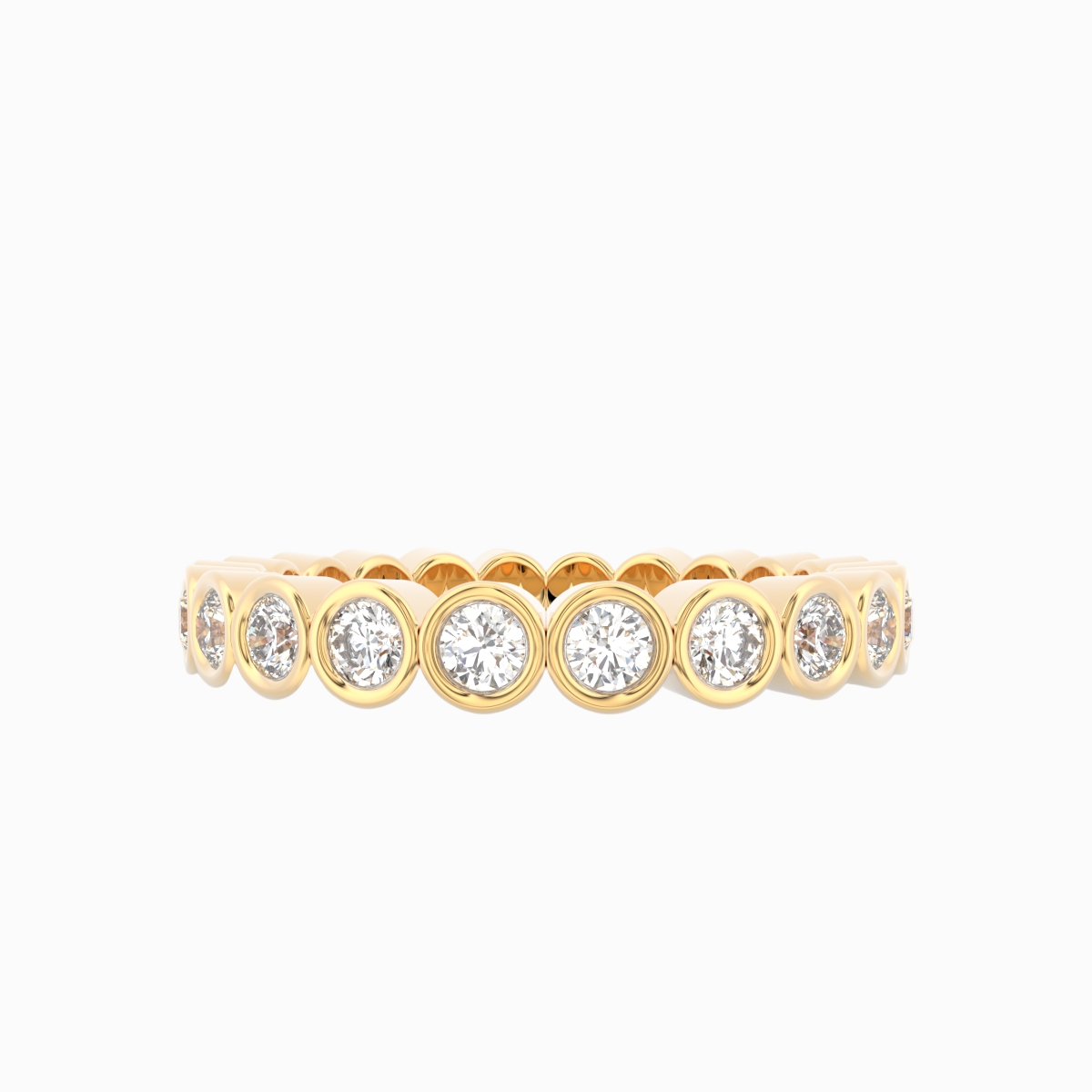 Bezel diamant ring i 18 kt guld med 0,48 ct brillantslebne diamanter – nærbillede